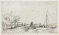 ‘Six’s bridge’ label QS:Len,"‘Six’s bridge’" label QS:Lnl,"‘Het bruggetje van Six’" . 1645. etching print. 12.9 × 22.4 cm (5 × 8.8 in). Various collections.