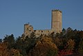 im Bergfried von Burg Ehrenstein wurde zum Schutz gegen Ausräucherung im unteren Turmteil ein Steingewölbe mit Durchstiegsluke eingebaut, Thüringen