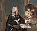 Jean-Étienne Liotard: François Tronchin z obrazem Rembrandta label QS:Len,"François Tronchin with his Rembrandt painting" label QS:Lpl,"François Tronchin z obrazem Rembrandta" , 1757