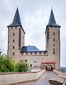 sog. "Jupen"(Türme) der Burg Rochlitz mit verbindender Schildmauer, Sachsen