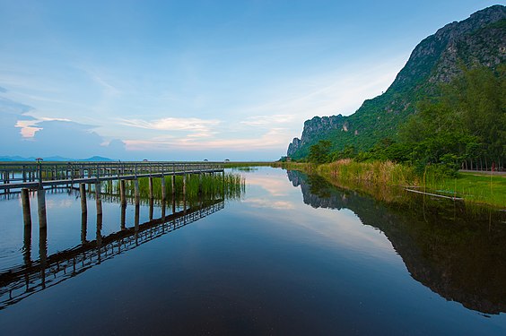 The evening reflection of a mountain in the "lotus pond", Khao Sam Roi Yot National Park © Preecha.MJ