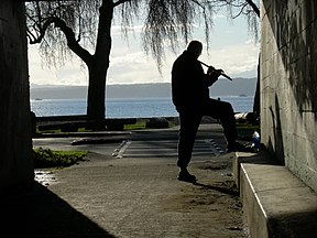 Flutist at Golden Gardens Park