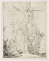 The Descent from the Cross: a Sketch label QS:Len,"The Descent from the Cross: a Sketch" label QS:Lnl,"De kruisafname: schets" . 1642. etching print and drypoint print. 15 × 11.5 cm (5.9 × 4.5 in). Various collections.