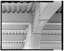 Detail - Riveted steel supports - North end Grandstand - Level 2. - Hialeah Park Race Track, East Fourth Avenue, Hialeah, Miami-Dade County, FL HABS FLA,13-HIAL,1-62.tif