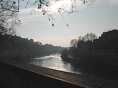 Roma tevere Aventino dal ponte inglese 020112.JPG