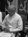 A black and white photo of Jyoti Basu