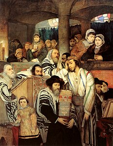 Maurycy Gottlieb Jews Praying in the Synagogue on Yom Kippur