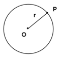 r = Radius, P = Point