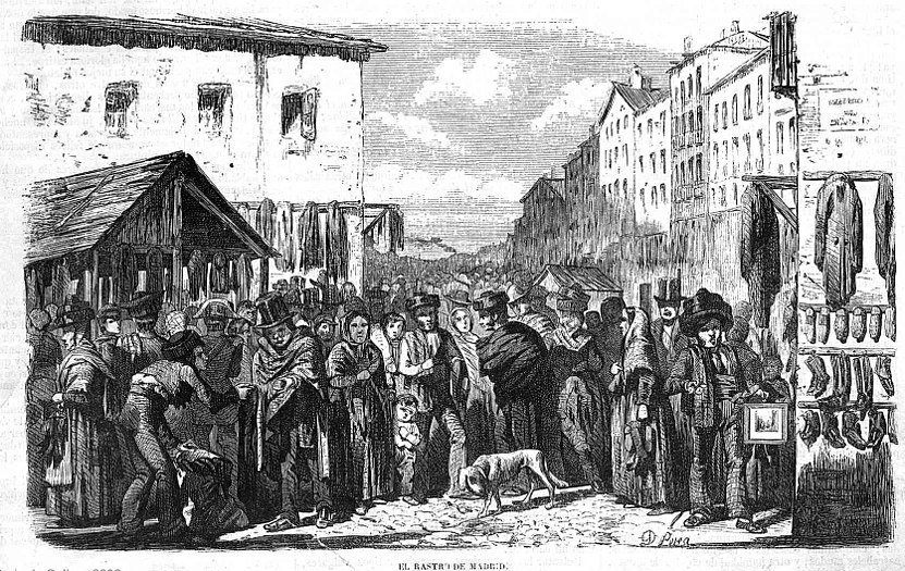 El Rastro en 1859. Ilustración de Daniel Perea y Rojas.