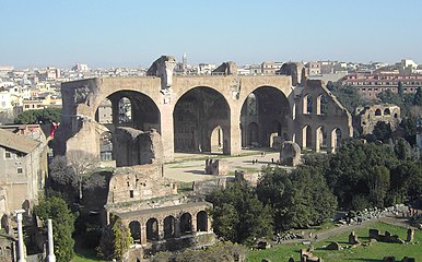 Basilica of Maxentius, view from Palatine hill.