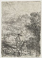 The Shepherd and his Family label QS:Len,"The Shepherd and his Family" label QS:Lnl,"De schaapherder en zijn familie" . 1644. etching print and drypoint print. 9.5 × 6.7 cm (3.7 × 2.6 in). Various collections.