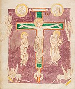 Crucifixion. Psalter-Hymnal from Saint-Germin-des-Prés. Paris, BNF, Ms. Lat. 11550, fol. 6r.jpg