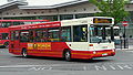 English: Arriva The Shires 3827 (P527 YJO), a Dennis Dart SLF/Plaxton Pointer, leaving High Wycombe bus station into Bridge Street, High Wycombe, Buckinghamshire, on Red Route 33, part of the High Wycombe Rainbow Routes network, supported by Buckinghamshire County Council.