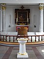 altar and baptismal font