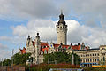 Neues Rathaus in Leipzig , das Unterteil des historistischen Turmes ist auch heute noch der alte Bergfriedstumpf der Pleißenburg, Sachsen