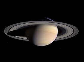 Saturn, taken by the Cassini probe on March 27, 2004