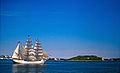 Sailing ship leaves Halifax after Tall Ships 2004