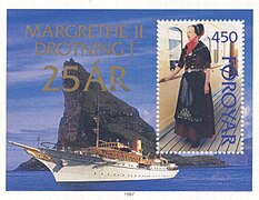 Miniature sheet Margrethe II of Denmark - Queen for 25 Years - Faroese stamps 1997.