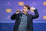 Thumbnail for File:Comedian Mike Birbiglia performs during the comedy show in celebration of the 75th anniversary of the USO and the 5th anniversary of Joining Forces (26777224311).jpg