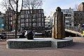 Statue near the place where he lived in Amsterdam (Zwanenburgwal).