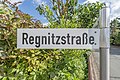 * Nomination Street name sign of Regnitzstraße in Trogen, Germany. --PantheraLeo1359531 14:16, 27 May 2022 (UTC) * Promotion  Support Good quality. --Velvet 08:18, 28 May 2022 (UTC)