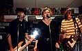 Shannon Mulvaney (left), Linda Hopper (middle), and Ruthie Morris (right) performing at an in-store concert with Magnapop at Secret Sounds in Bridgeport, Connecticut, United States on 1994-11-15 (drummer David McNair is just to the right of the photo)