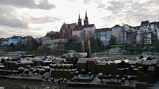 A model of the Basel Minster together with its original