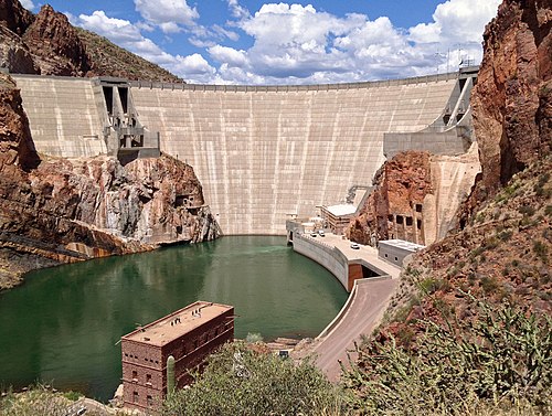 The Theodore Roosevelt Dam, the first and largest of the dams on the Salt River in central Arizona.