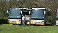 Kardan Travel coaches HW08 KAR (on the left), and EH06 MML (on the right). Karden Travel is an island-based coach operator who sometimes help Southern Vectis out. Both coaches are Setra S416GT-HD vehicles.}}