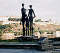 Monument in Novi Sad dedicated to killed Jewish and Serb civilians in 1942 raid