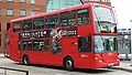 English: Metrobus 917 (YN06 JYB), a Scania N94UD/East Lancs Omnidekka, in Redhill bus station, on route 405. It is stopped at Stand A, despite route 405 being allocated to Stand B. This is a good demonstration of how the new design of the bus station is too cramped.