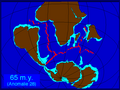 Breakup of Gondwana: position of continents on the Southern hemisphere 65 Million years ago