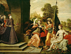 Elizabeth I and the Three Goddesses circa 1569 date QS:P,+1569-00-00T00:00:00Z/9,P1480,Q5727902