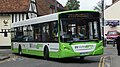 English: Bodmans Coaches WX58 PFK, an Alexander Dennis Enviro300, turning from Salt Lane into Rollestone Street, Salisbury, Wiltshire, on route 24. It wears Wiltshire Bus livery for contracted services. It has the old style front, but dates from January 2009, suggesting it was bought from stock.