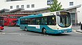 English: Arriva The Shires 3863 (KE05 GOH), a Volvo B7RLE/Wright Eclipse Urban, leaving High Wycombe bus station into Bridge Street, High Wycombe, Buckinghamshire, seemingly being driven back to the depot by a fitter.