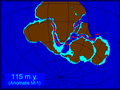 Breakup of Gondwana: position of continents on the Southern hemisphere 115 Million years ago