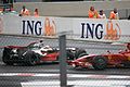 Hamilton spinning at the 2008 Belgian GP, allowing Kimi Räikkönen to pass