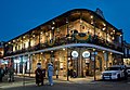 French Quarter building at night