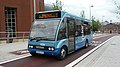 English: Redline Buses (MX58 KYS), an Optare Solo, in Station Way, waiting for the traffic lights to change so it could cross Friarage Road, into Great Western Street/Aylesbury bus station, Aylesbury, Buckinghamshire, on Water Rider Route 6, part of the Aylesbury Rainbow Routes network, supported by Buckinghamshire County Council.