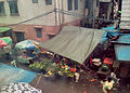 Vegetable booth in downtown Yangon, northern 49th Street in front of Ye Kyaw Market, August 2013