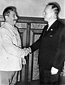 Stalin and Ribbentrop after the signature of the Soviet-Nazi German pact. August 23, 1939