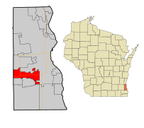 Milwaukee County Wisconsin incorporated and unincorporated areas Greenfield highlighted.svg