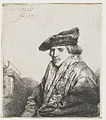 Young Man in a Velvet Cap label QS:Len,"Young Man in a Velvet Cap" label QS:Lnl,"Jonge man met fluwelen baret" . 1637. etching print. 9.7 × 8.3 cm (3.8 × 3.2 in). Various collections.