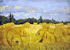 August Haake:Feld mit Kornhocken, 1911-1914