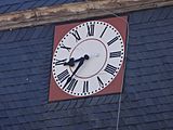 English: Tower clock of the church in Bittstädt, Thuringia, Germany