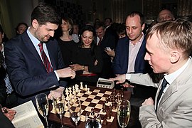 Peter Svidler and Ruslan Ponomariov, Candidates Tournament 2016 (friendly match).jpg