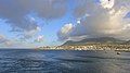 St. Kitts at dawn as seen from a ship entering the port of Basseterre