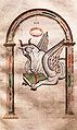 Deutsch: Der Evangelist als geflügelter Stier im Codex Millenarius (Stiftsbibliothek Kremsmünster, um 800)