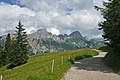 Hauptkette, Rote Flüh and nearby Gimpel, Schäfer, Kellespitze, -schrofen, Foto von der Krinnenalpe