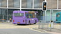 English: Carousel Buses DMS6 (R706 MEW), a Dennis Dart SLF/Marshall Capital, turning from Bridge Street, right into Oxford Road, High Wycombe, Buckinghamshire, on Purple Route 35. Route 35, along with route 36, is part of the High Wycombe Rainbow Routes network, supported by Buckinghamshire County Council.